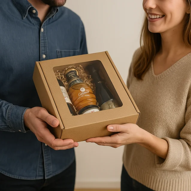 Kartonska škatla z oknom, večja, 29,5 x 33,5 x 9 cm