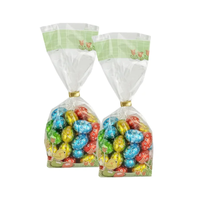 Prozorna celofan vrečka, 100 + 50 x 300 mm, velikonočni motiv