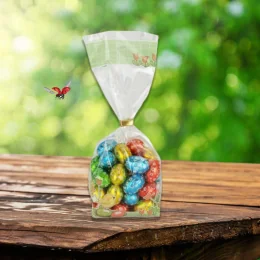 Prozorna celofan vrečka, 100 + 50 x 300 mm, velikonočni motiv