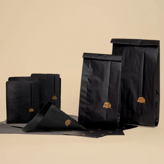 Papirnate vreččke OLENOIR polžep 16 x 20 cm - črne Almima Embal