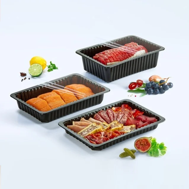 Plastičen pladenj za meso črn, 320 x 260 x 80 mm