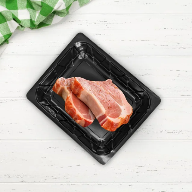 Plastičen pladenj za meso črn, 320 x 260 x 80 mm