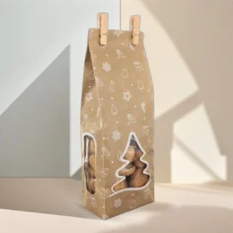 Papirnata vrečka z okenci smreka, 100 + 60 x 300 mm