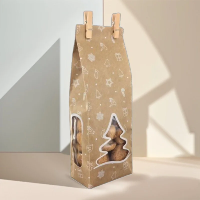 Papirnata vrečka z okenci smreka, 100 + 60 x 300 mm